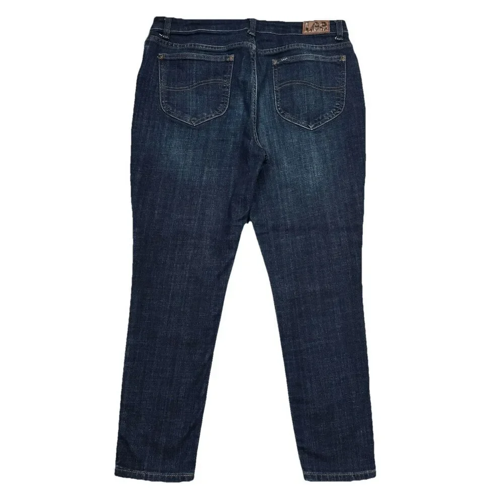 Lee Slim Fit Skinny Leg Jeans Petite 12P (33x26) Dark Blue Ankle Stretch Womens